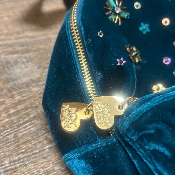 Betsey Johnson Vintage Y2KEmbellished Velvet Backpack mini GUC - Picture 6 of 12